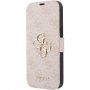 Guess 4G Metal Logo flip futrola pro iPhone 13 - ružičasto