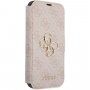 Guess 4G Metal Logo flip futrola pro iPhone 13 - ružičasto