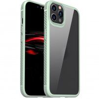 Prozirna maska otporna na udarce s karbonskom teksturom pro iPhone 11 Pro - zeleni