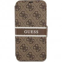 Guess 4G Printed Stripe flip futrola pro iPhone 13 mini - smeđi
