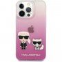 Karl Lagerfeld Ikonik Karl and Choupette maska pro iPhone 13 Pro Max - ružičasti