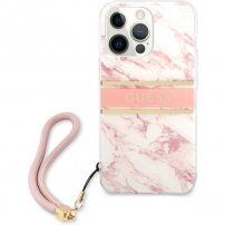 Guess Marble Stripe maska pro iPhone 13 Pro Max - ružičasti