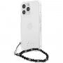 Guess Script and Black Pearls maska sa crnim perlicama pro iPhone 13 Pro Max - proziran