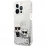 Karl Lagerfeld Liquid Glitter Karl and Choupette maska pro iPhone 13 Pro Max - srebrni
