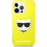 Karl Lagerfeld Choupette Head maskica za iPhone 13 Pro - neonska žuta