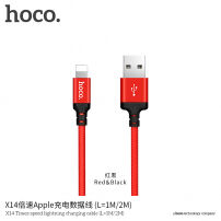 HOCO pleteni kabel za punjenje za Apple iPhone / iPad / iPod - 1m - crveno-crni