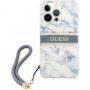 Guess Marble Stripe maska pro iPhone 13 Pro Max - plavi