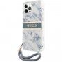 Guess Marble Stripe maska pro iPhone 12 Pro Max - plavi