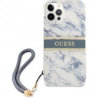 Guess Marble Stripe maska pro iPhone 12 Pro Max - plavi