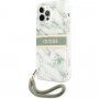 Guess Marble Stripe maska pro iPhone 12 Pro Max - zeleni