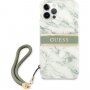 Guess Marble Stripe maska pro iPhone 12 Pro Max - zeleni