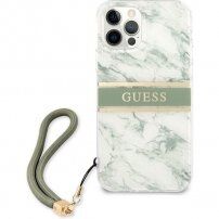 Guess Marble Stripe maska pro iPhone 12 Pro Max - zeleni