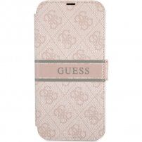 Guess 4G Printed Stripe flip futrola pro iPhone 13 - ružičasto
