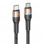Usams svijetleći pleteni podatkovni kabel za punjenje PD USB-C / USB-C za iPhone / iPad / MacBook / AirPods - 1,2 m - zlatni