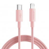 JOYROOM pleteni podatkovni kabel za punjenje PD 20W USB -C /Lightning za iPhone / iPad / iPod / AirPods- 2 m - ružičasti