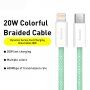 Baseus pleteni brzi punjač i podatkovni kabel PD 20W USB-C / Lightning za iPhone / iPad / iPod / AirPods - 1 m - zeleni