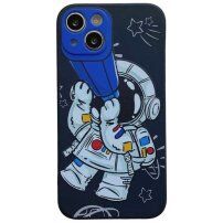 Maske od mekane plastike astronaut sa dalekozorom za iPhone 13 Pro - tamno plavi