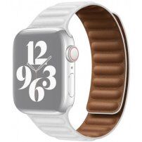 Remen kožni potez za Apple Watch Ultra 49mm / 46mm / 45mm / 44mm / 42mm - bijeli