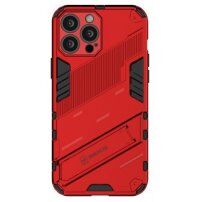 Odolný zaštitna maskica sa stalkom za iPhone 13 Pro Max - crveni