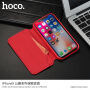 HOCO luksuzna flip futrola od umjetne kože za Apple iPhone XS / iPhone X - crvena