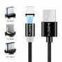 FLOVEME Round magnetski kabel USB-A / USB-C / Micro USB / Lightning za iPhone / iPad / iPod / AirPods - 1 m - crna