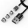 FLOVEME Round magnetski kabel USB-A / USB-C / Micro USB / Lightning za iPhone / iPad / iPod / AirPods - 1 m - crna
