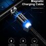 FLOVEME Round magnetski kabel USB-A / USB-C / Micro USB / Lightning za iPhone / iPad / iPod / AirPods - 1 m - crna