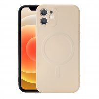 Silikonska maskica s magnetskim prstenom za iPhone 12 mini - bež