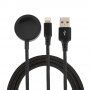 2v1 pleteni punjač i podatkovni kabel USB-A / Lightning / magnetski pak za iPhone / iPad / Apple Watch / AirPods - 1 m - crni