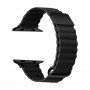 Kožni magnetni remen s metalnim detaljima za Apple Watch Ultra 49mm / 46mm / 45mm / 44mm / 42mm - crni