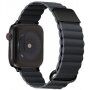 Kožni magnetni remen s metalnim detaljima za Apple Watch Ultra 49mm / 46mm / 45mm / 44mm / 42mm - tamno sivi