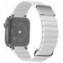 Kožni magnetni remen s metalnim detaljima za Apple Watch Ultra 49mm / 46mm / 45mm / 44mm / 42mm - bijeli