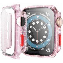 Zaštitna blještava futrola s kaljenim staklom za Apple Watch 40mm - ružičasto