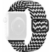 Remen s uzorkom pletenice za Apple Watch Ultra 49mm / 46mm / 45mm / 44mm / 42mm - crno-bijela