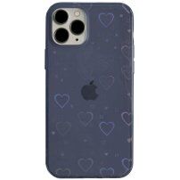 Prozirna maska sa promjenljivim srcima za iPhone 11 Pro - plavi
