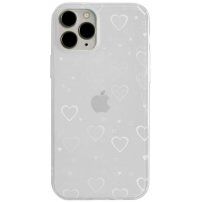 Prozirna maska sa promjenljivim srcima za iPhone 11 Pro - bijeli