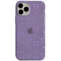Prozirna maska sa promjenljivim srcima za iPhone 13 Pro Max - ljubičasti