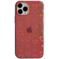 Prozirna maska sa promjenljivim srcima za iPhone 13 Pro Max - crveni