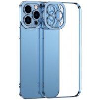 Prozirna maskica s metaliziranim rubom za iPhone 11 Pro Max - plavi