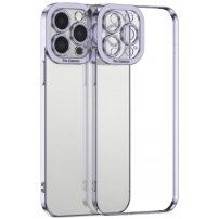 Prozirna maskica s metaliziranim rubom za iPhone 11 - ljubičasti