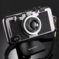 Elegantna maskica u dizajnu retro fotoaparata za Apple iPhone XS / iPhone X - crna
