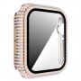Futrola sa kamenčićima i kaljenim staklom za Apple Watch 42mm - ružičasto-zlatna