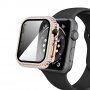 Futrola sa kamenčićima i kaljenim staklom za Apple Watch 42mm - ružičasto-zlatna
