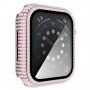 Futrola sa kamenčićima i kaljenim staklom za Apple Watch 40mm - ružičasto