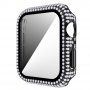 Futrola sa kamenčićima i kaljenim staklom za Apple Watch 40mm - crno