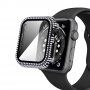 Futrola sa kamenčićima i kaljenim staklom za Apple Watch 40mm - crno