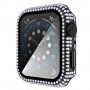 Futrola sa kamenčićima i kaljenim staklom za Apple Watch 40mm - crno