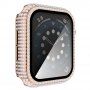Futrola sa kamenčićima i kaljenim staklom za Apple Watch 40mm - ružičasto-zlatna