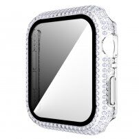 Futrola sa kamenčićima i kaljenim staklom za Apple Watch 40mm - prozirno