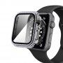 Futrola sa kamenčićima i kaljenim staklom za Apple Watch 40mm - prozirno